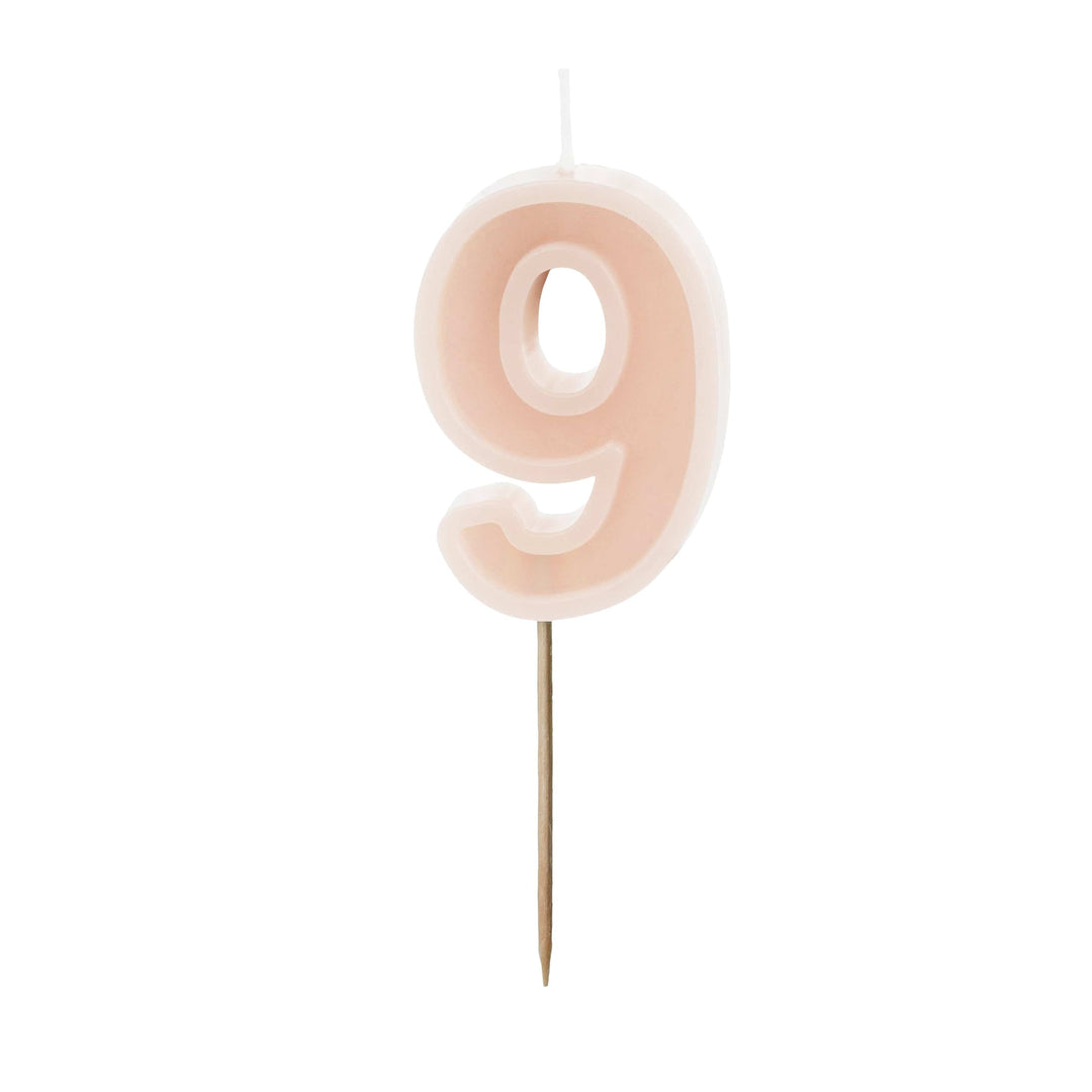 Pastel Pink Number 9 candle - Birthday cake candles Birthday Candles Pastel Pink Number 9 Candle