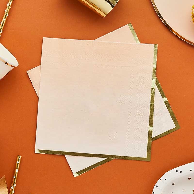 Peach & Gold Ombre Paper Party Napkins x 8 - Peach Party Supplies Disposable Cups Peach & Gold Ombre Party Napkins x 16