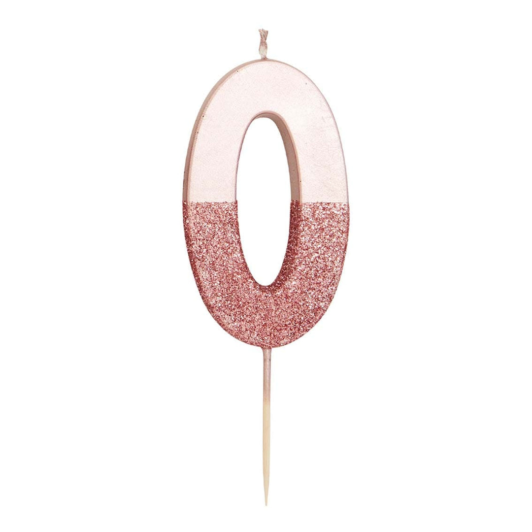 Birthday Candles Pink Glitter Number 0 Candle