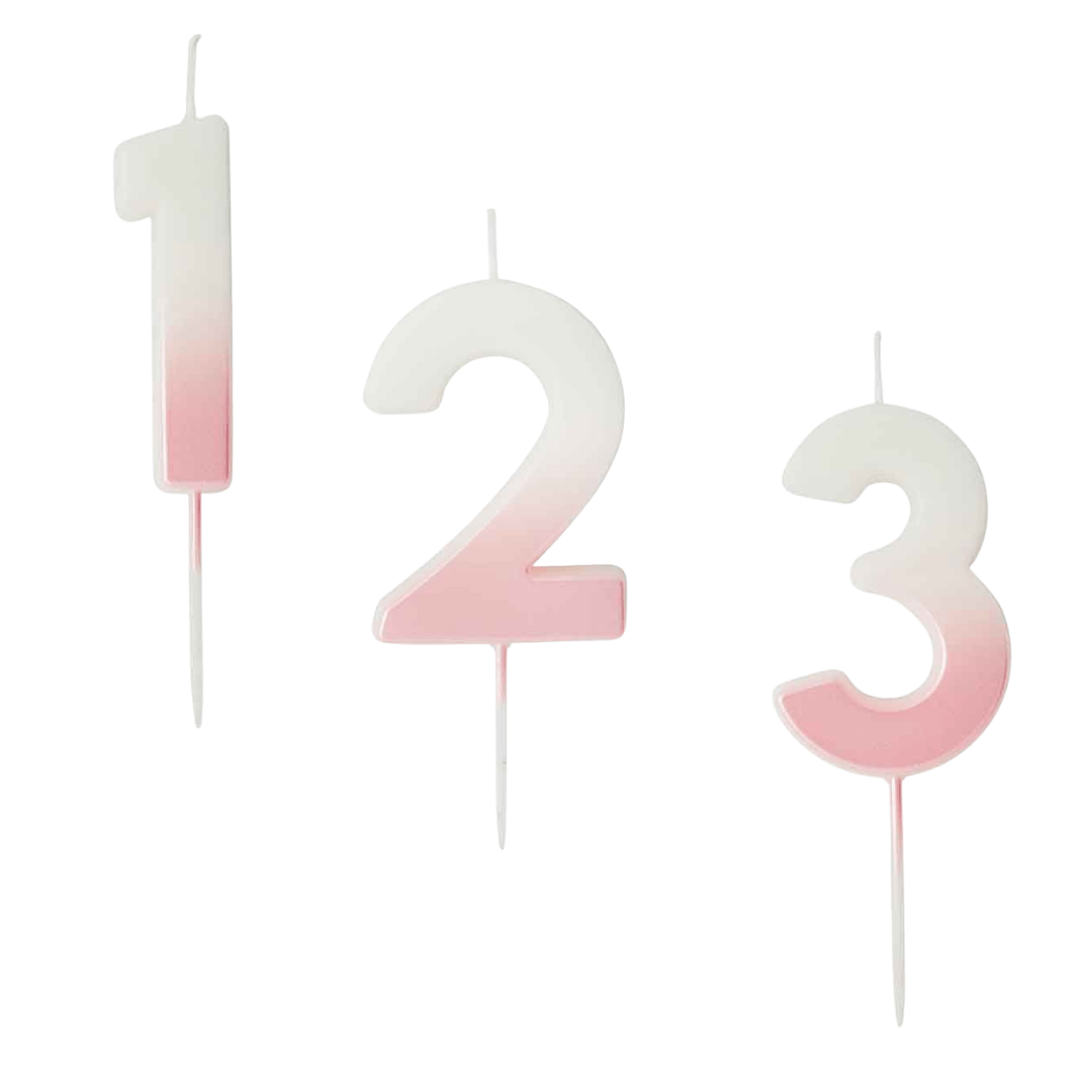 Pink Ombre Number Cake Candles (0-9) - Birthday Cake Candles Birthday Candles Pink Ombre Number Cake Candles (0-9)