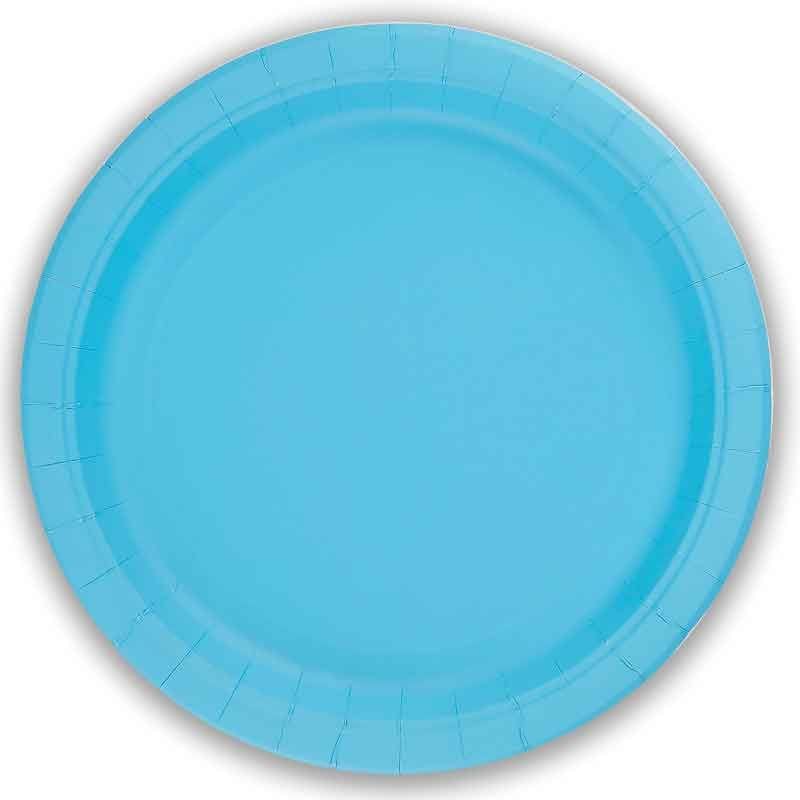 Plain Baby Blue Paper Plates x 8 - Blue Party Supplies Disposable Plates Plain Baby Blue Paper Plates x 8