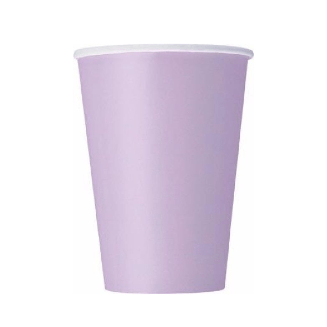 Plain Lavender Party Cups x 14 - Purple Birthday Party Supplies Disposable Cups Plain Lavender Party Cups x 14