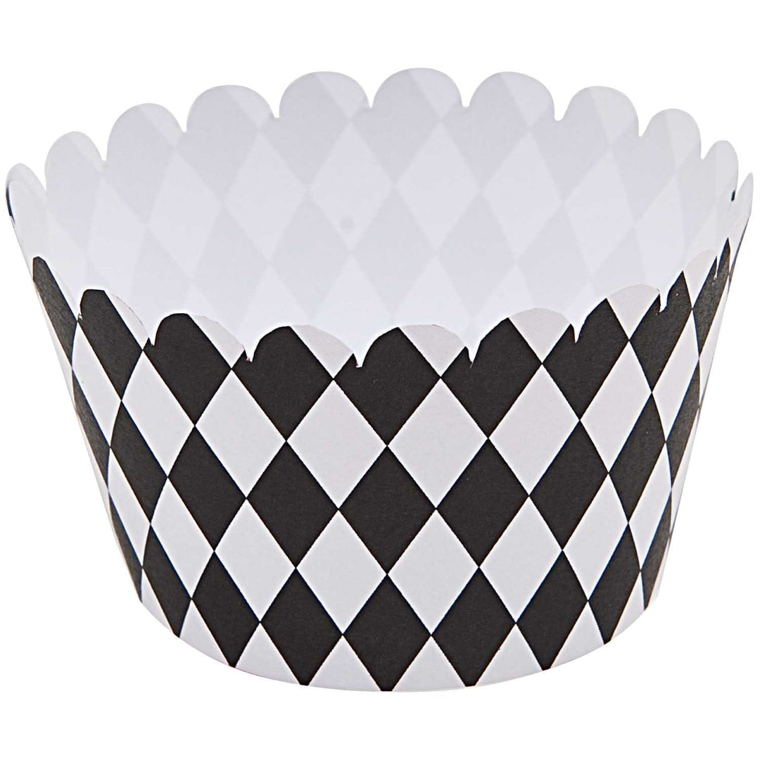 Racing Party Chequered Flag Cupcake Wrappers x 12 - Racing Car Party Supplies Cake Decorating Supplies Racing Party Chequered Flag Cupcake Wrappers x 12
