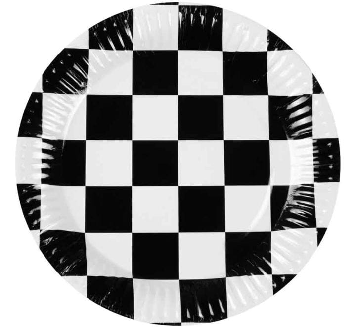Racing Party Chequered Flag Party Plates x 10 - Racing Car Party Supplies Disposable Plates Racing Party Chequered Flag Party Plates x 10