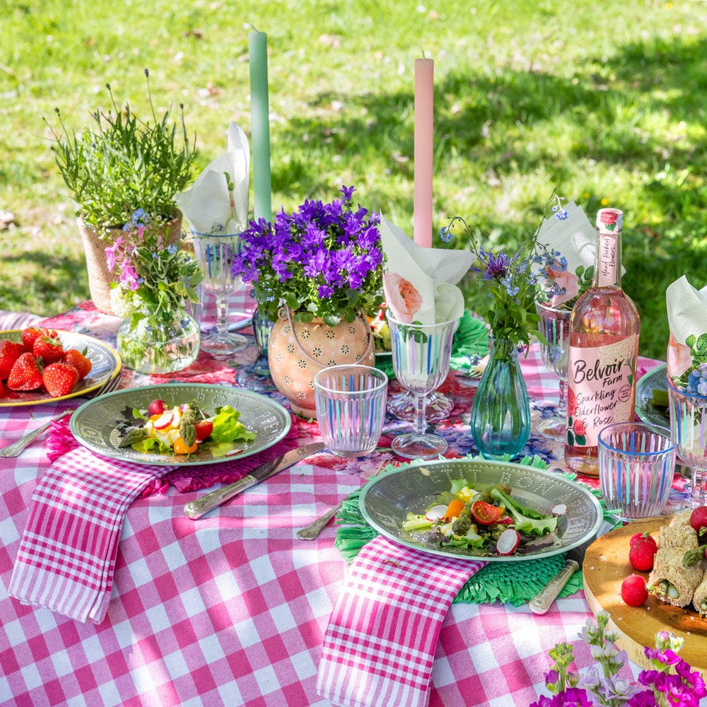 Raspberry Pink & White Fabric Gingham Tablecloth Tablecloths Raspberry Pink & White Fabric Gingham Tablecloth