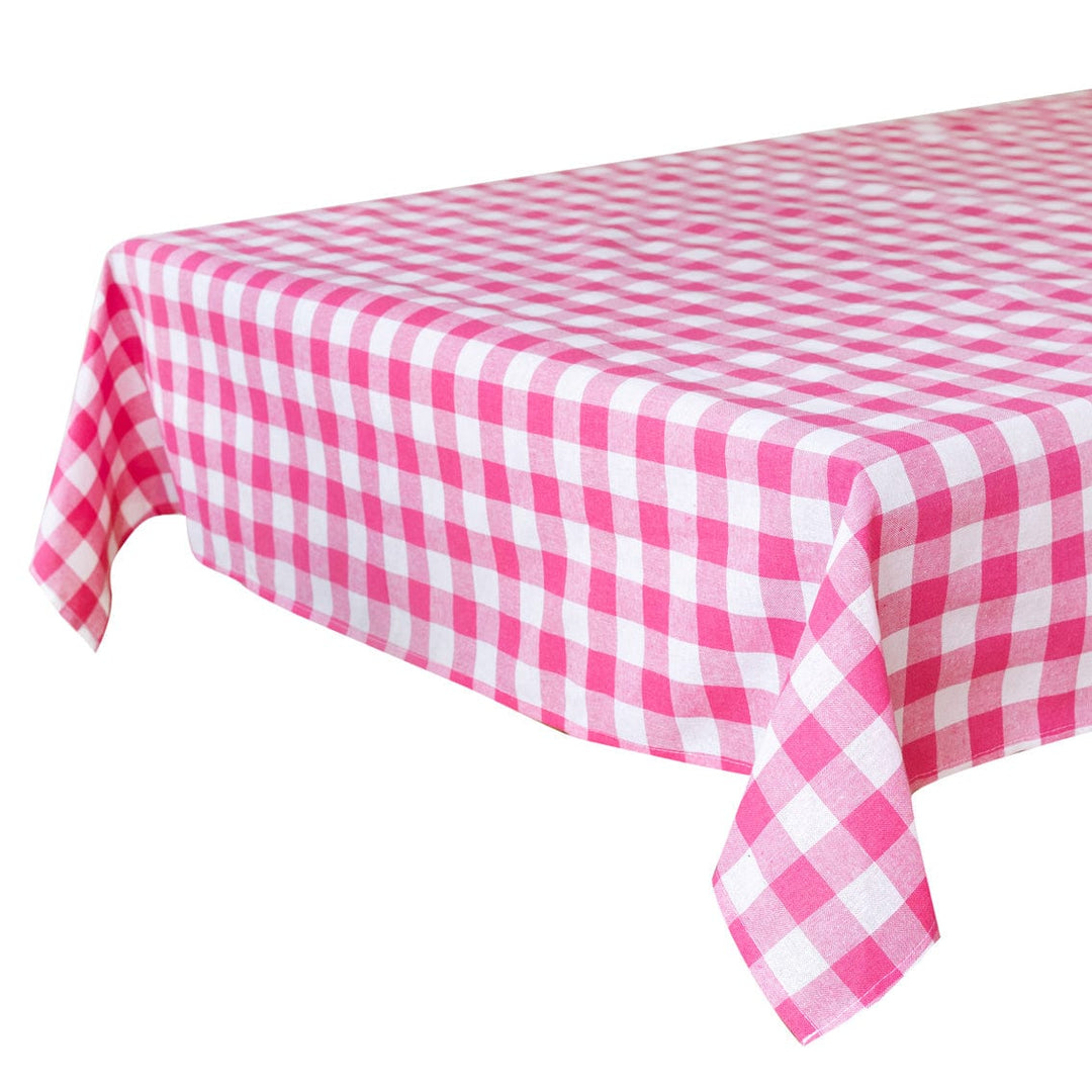 Raspberry Pink & White Fabric Gingham Tablecloth Tablecloths Raspberry Pink & White Fabric Gingham Tablecloth