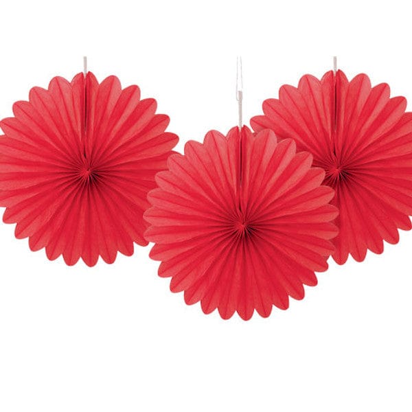 Red Decorative Tissue Paper Fans x 3 paper fans Red Decorative Tissue Paper Fans x 3
