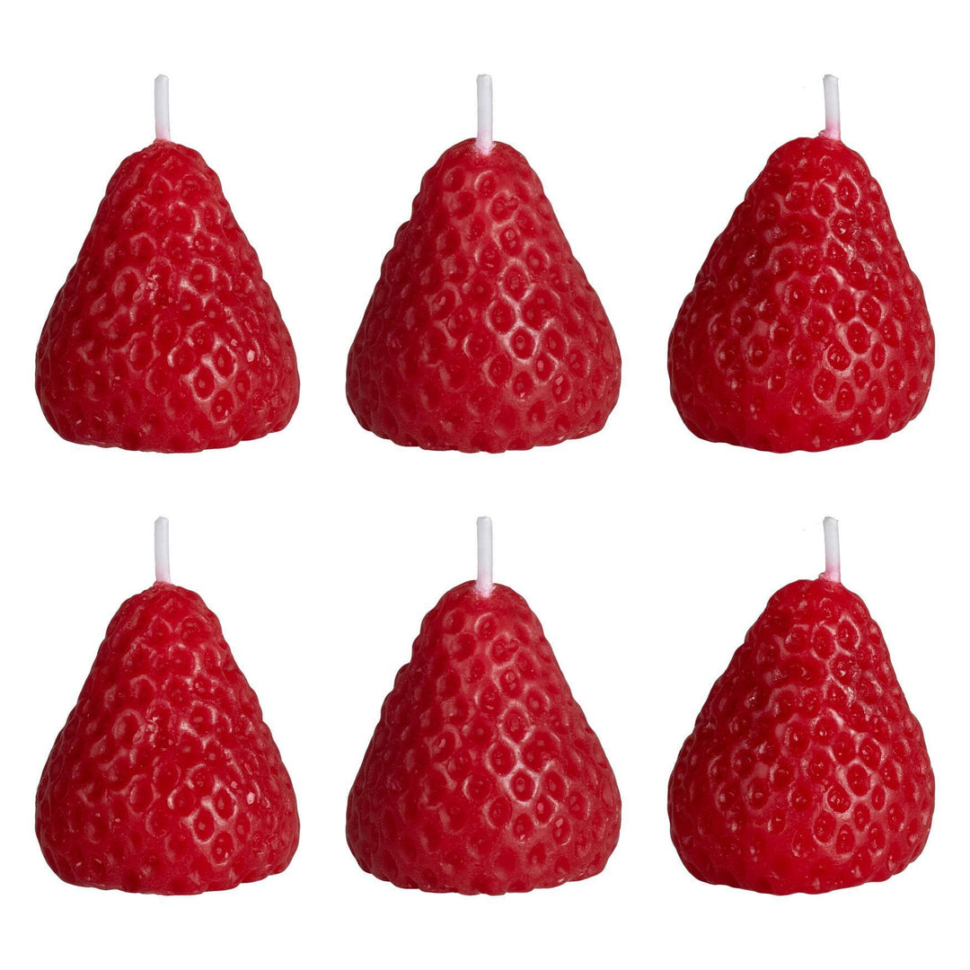 Red Strawberry Cake Candles x 6 Birthday Candles Red Strawberry Cake Candles x 6