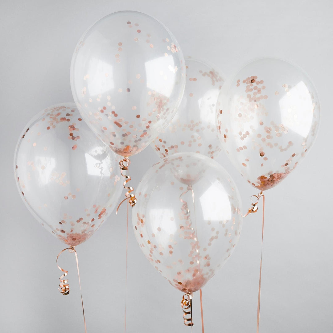Rose Gold Confetti balloons x 5 Balloons Rose Gold Confetti balloons x 5
