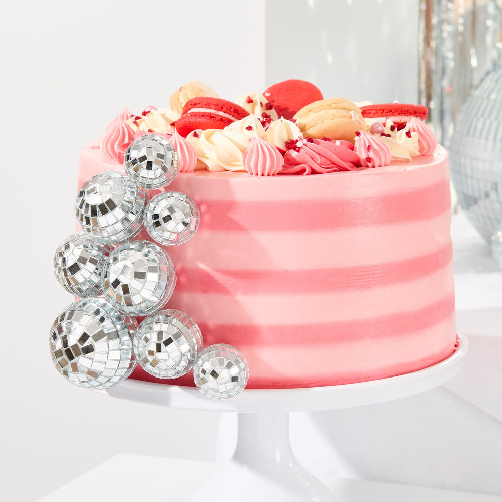 Silver Disco Ball Cake Decorations – Pack of 8 Cake Decorating Supplies Silver Disco Ball Cake Decorations – Pack of 8