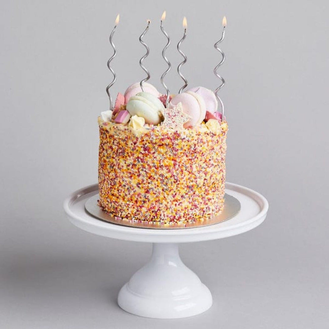 Silver Twisted Curly Celebration Candles - Hootyballoo Party Supplies Silver Twisted Curly Candles x 12