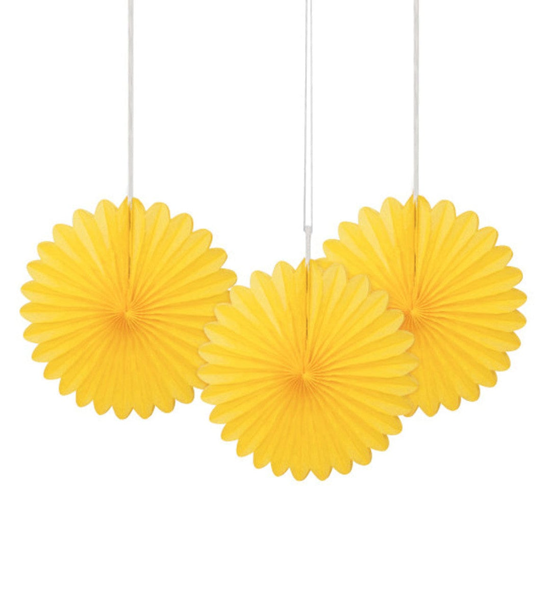 Paper Fans Sunshine Yellow Paper Party Fans x 3