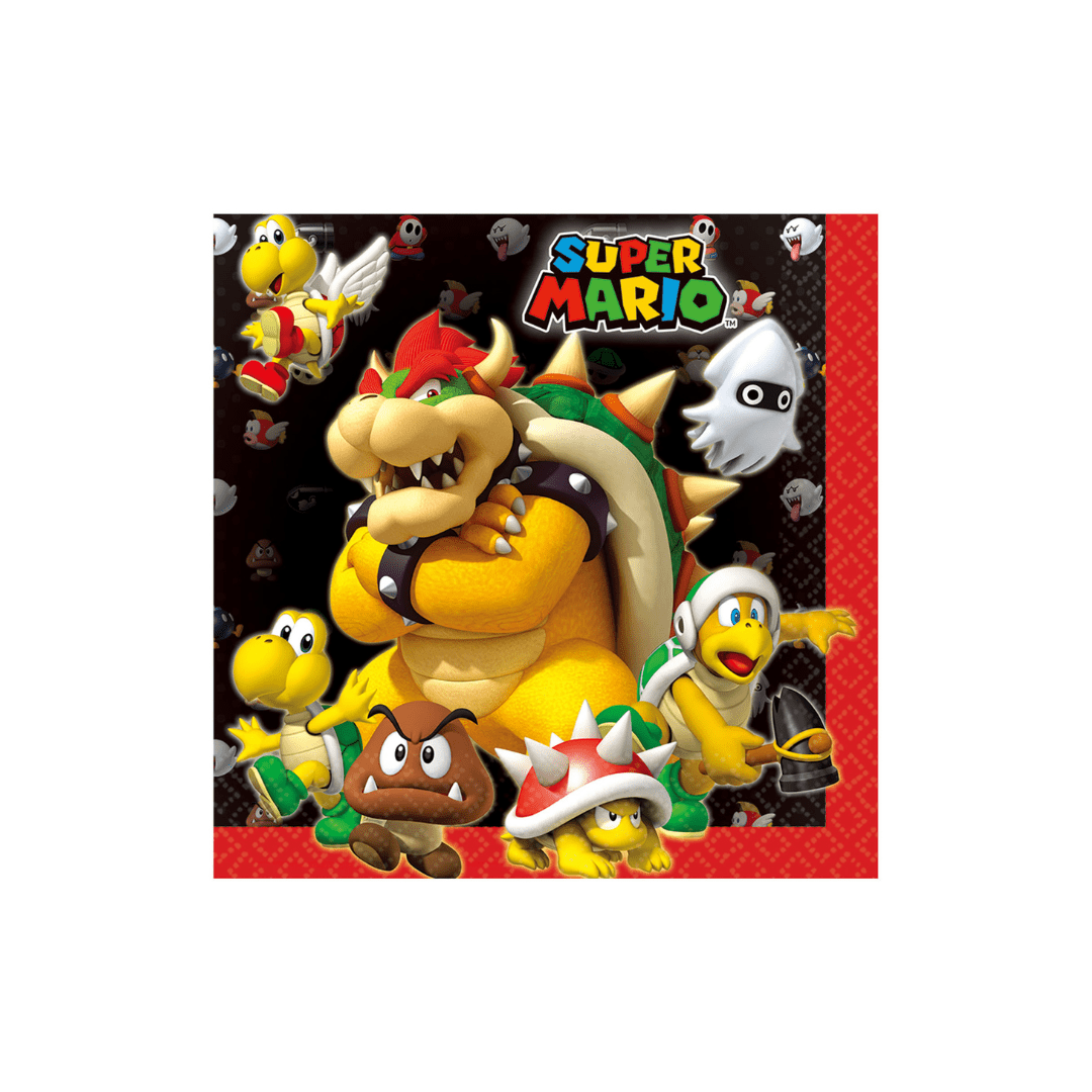 Super Mario Paper Napkins x 16 - Super Mario Party Supplies Napkins Super Mario Paper Napkins x 16