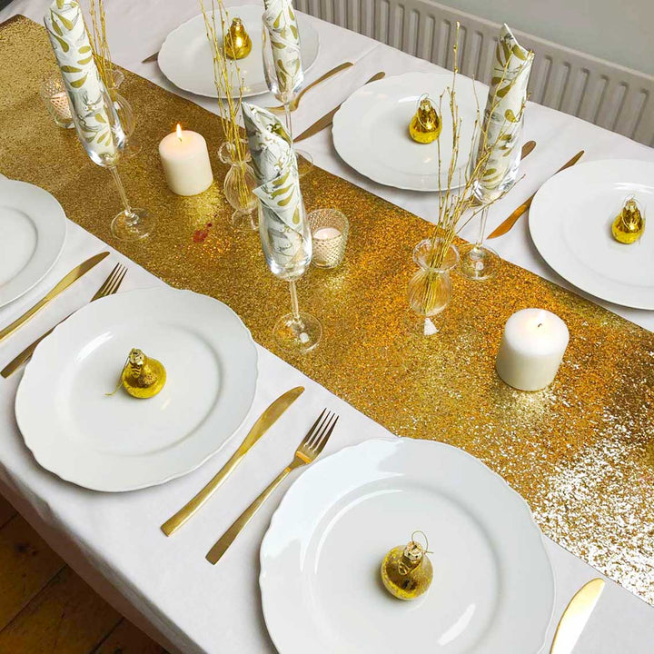 Talking Tables - Gold Glitter Table Runner - 1.8m table runner Gold Glitter Table Runner - 1.8m