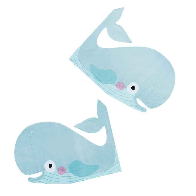 Under The Sea Party Supplies - Whale Paper Napkins x 16 Paper Napkins Whale Paper Napkins x 16