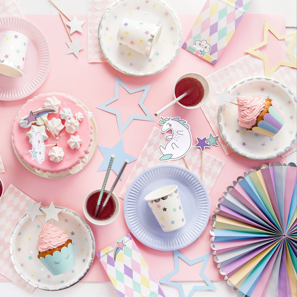 Unicorn Party Fan Decorations x 3 - Unicorn Birthday Decorations Paper Fans Unicorn Party Fan Decorations x 3