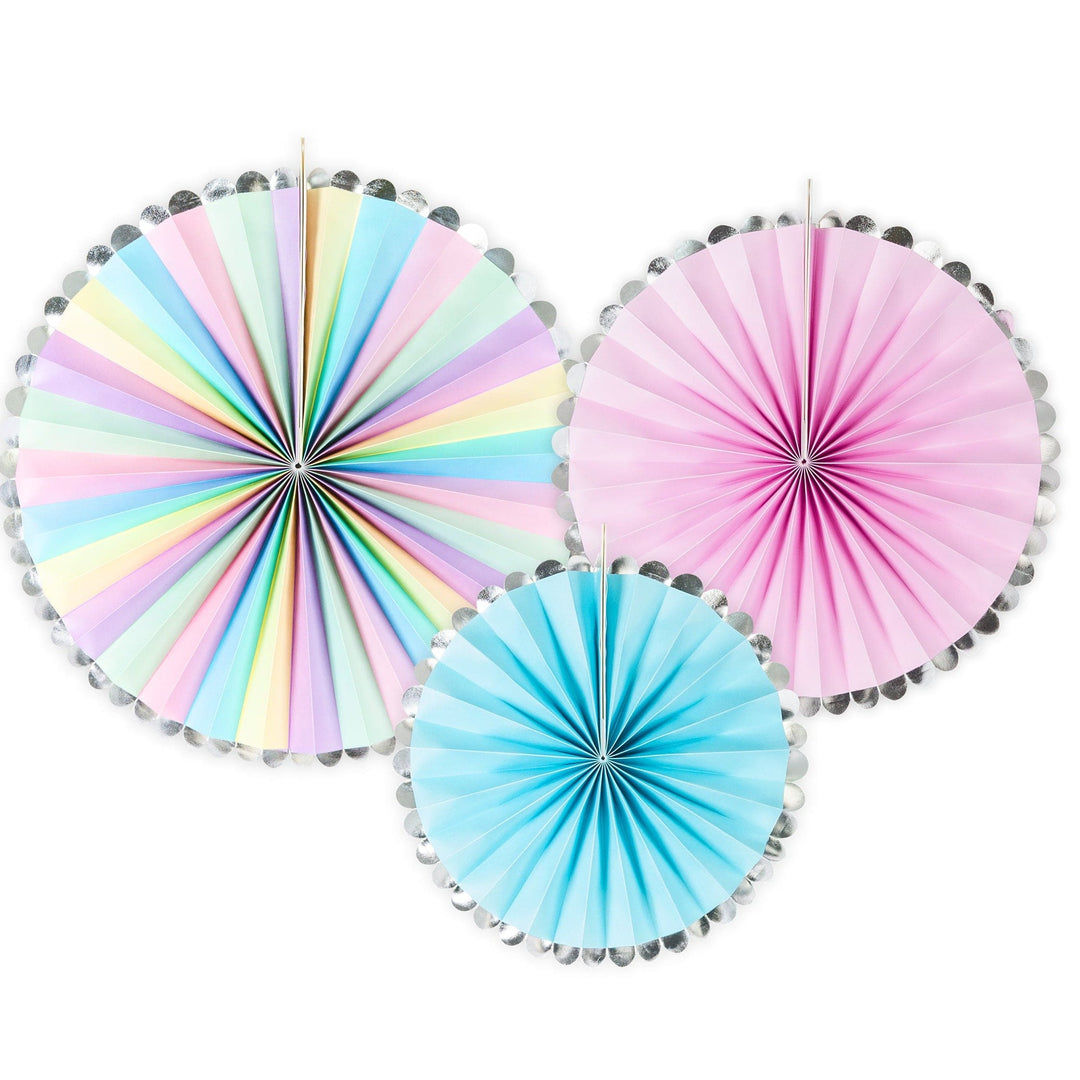 Unicorn Party Fan Decorations x 3 - Unicorn Birthday Decorations Paper Fans Unicorn Party Fan Decorations x 3