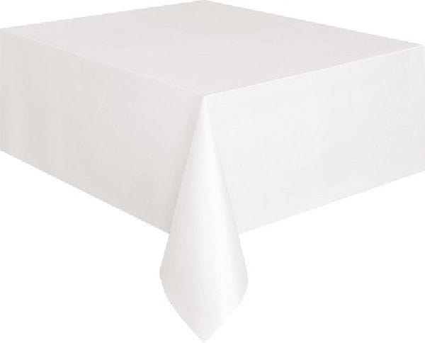 White Plastic Party Tablecover - White Party Supplies table cover White Plastic Party Tablecover