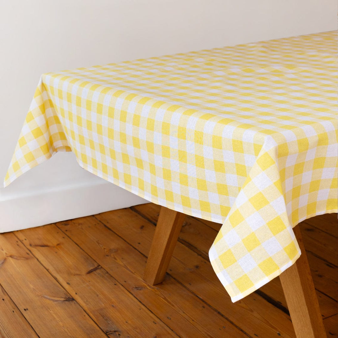 Yellow & White Fabric Gingham Tablecloth Tablecloths Yellow & White Fabric Gingham Tablecloth