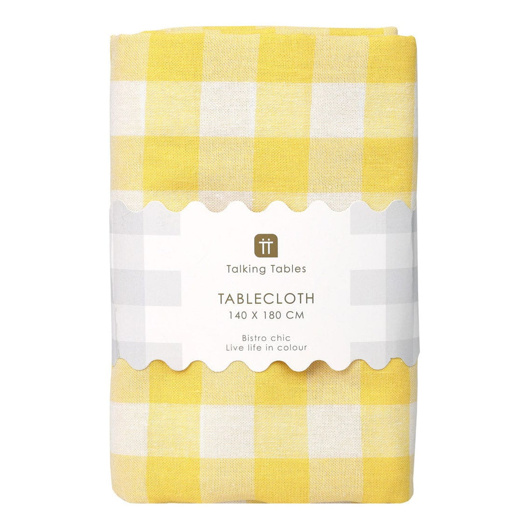 Yellow & White Fabric Gingham Tablecloth Tablecloths Yellow & White Fabric Gingham Tablecloth