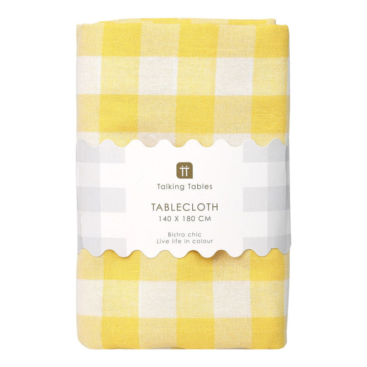 Yellow & White Fabric Gingham Tablecloth Tablecloths Yellow & White Fabric Gingham Tablecloth