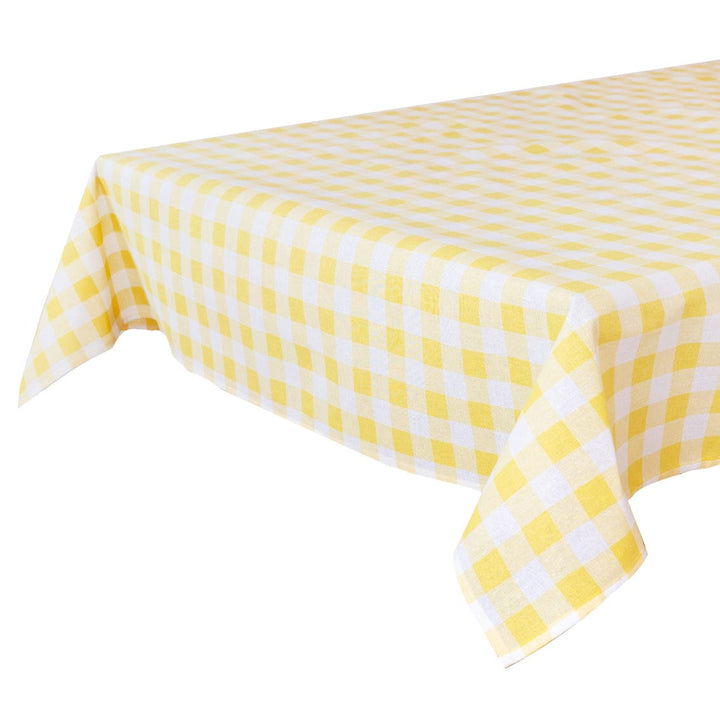 Yellow & White Fabric Gingham Tablecloth Tablecloths Yellow & White Fabric Gingham Tablecloth