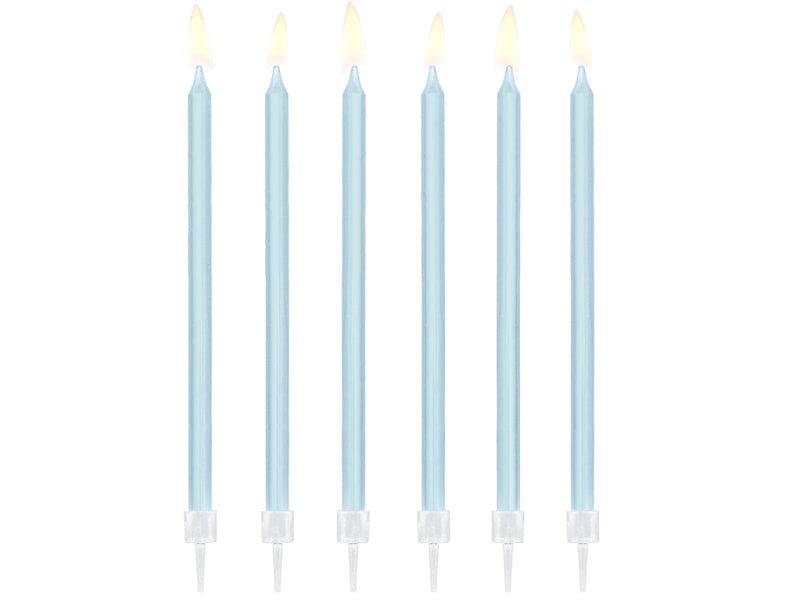 Birthday Candles 6 Inch Light Blue Tall Candles x 12