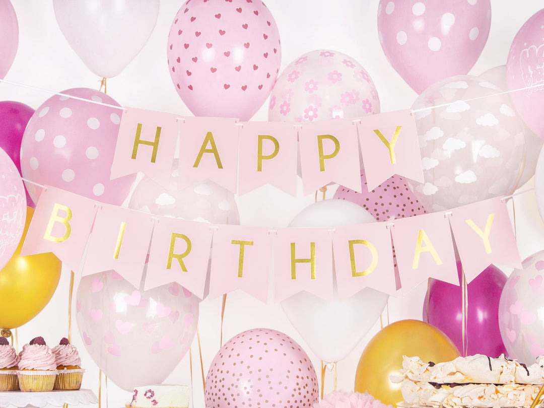 Party & Celebration Baby Pink Happy Birthday Banner
