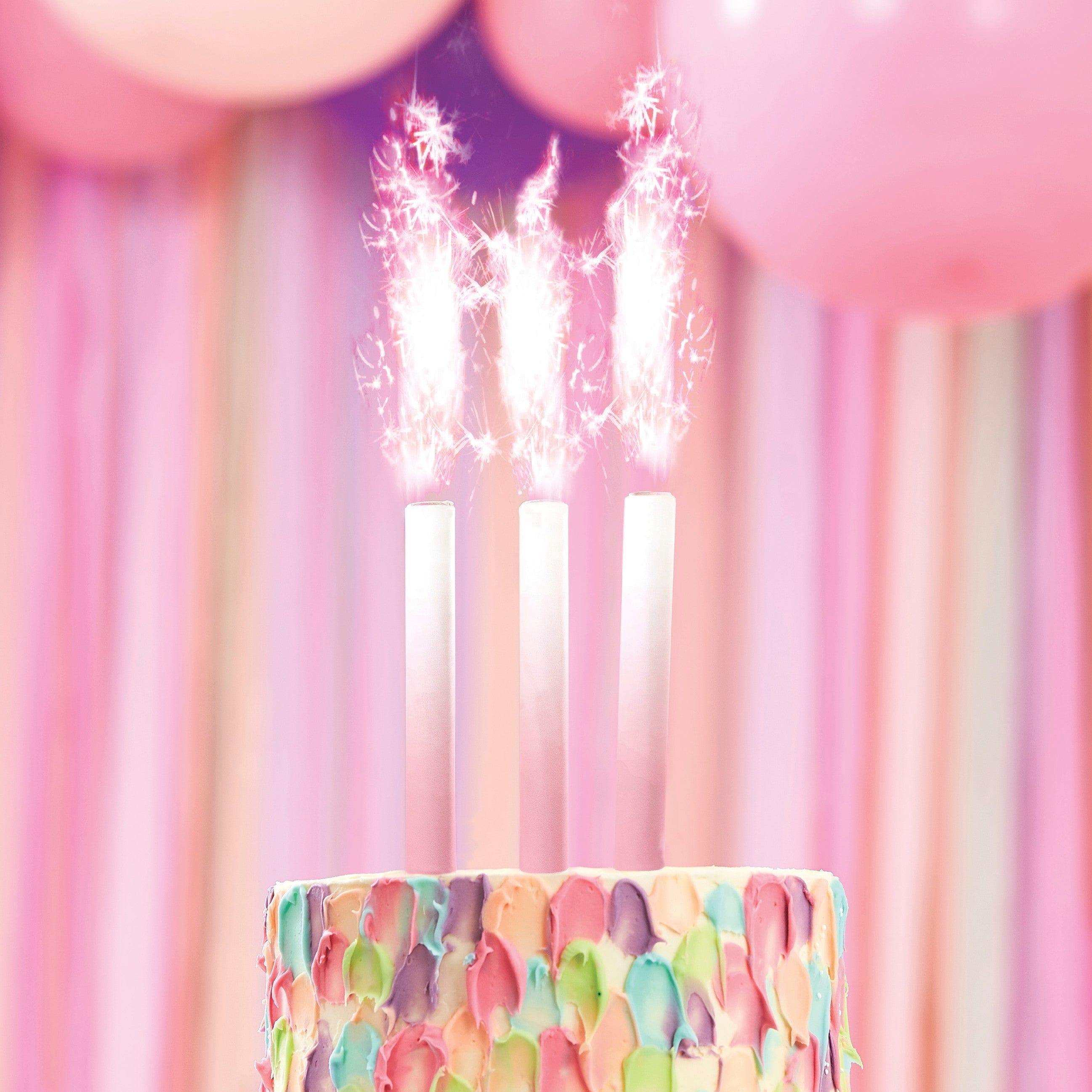 Pink Ombre Cake Fountain Sparkler Candles Ginger Ray Little Big