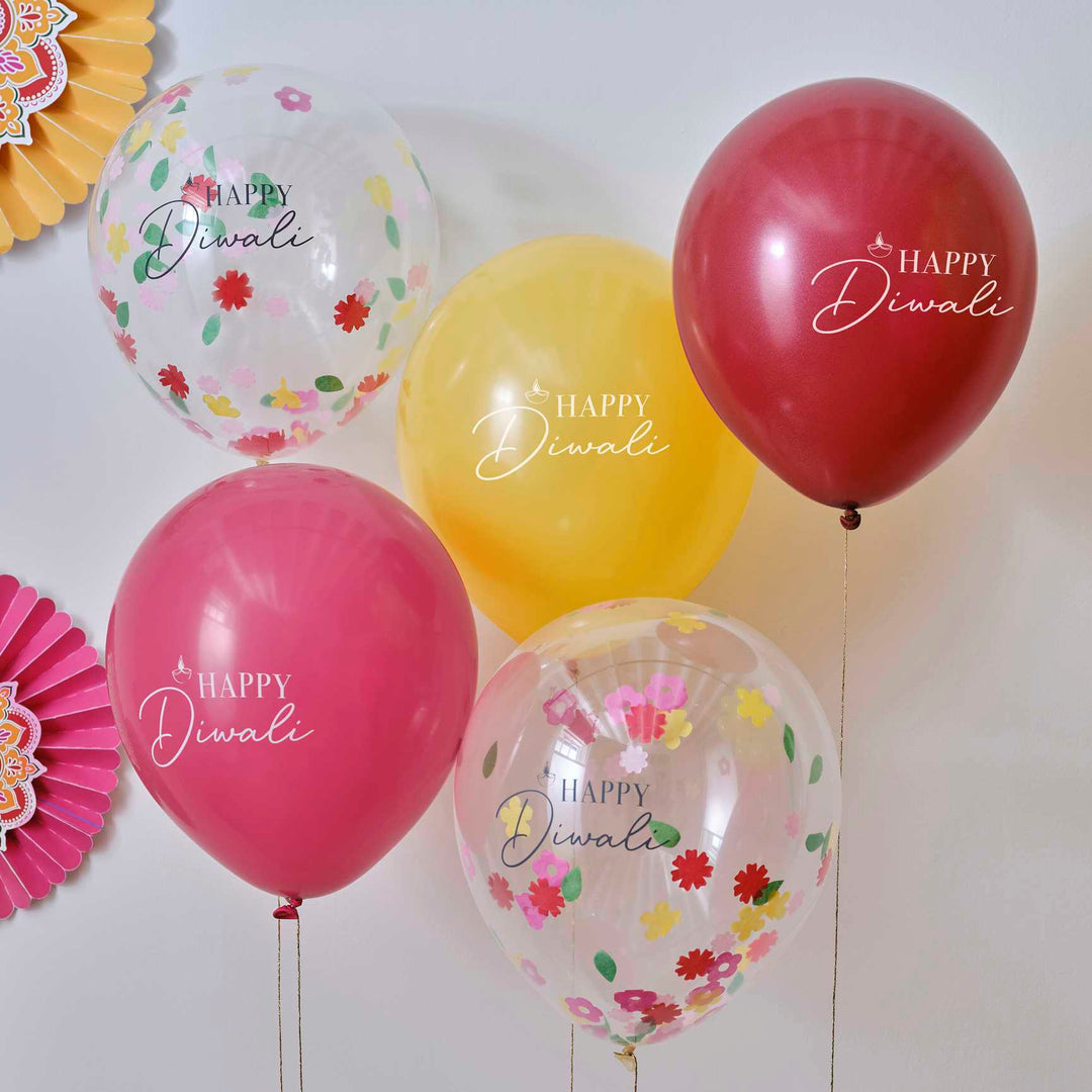 Diwali Decoration - Multicoloured Happy Diwali Balloons Balloons Multicoloured Happy Diwali Balloons