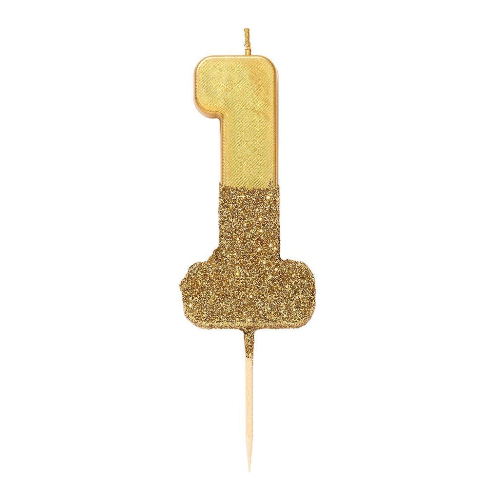 Birthday Candles Gold Glitter Number Candle 1