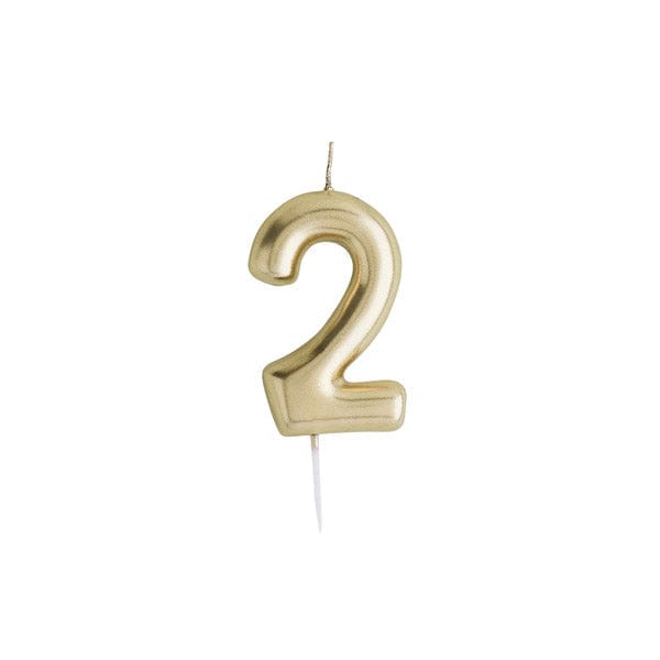 Birthday Candles Gold Number 2 Candle
