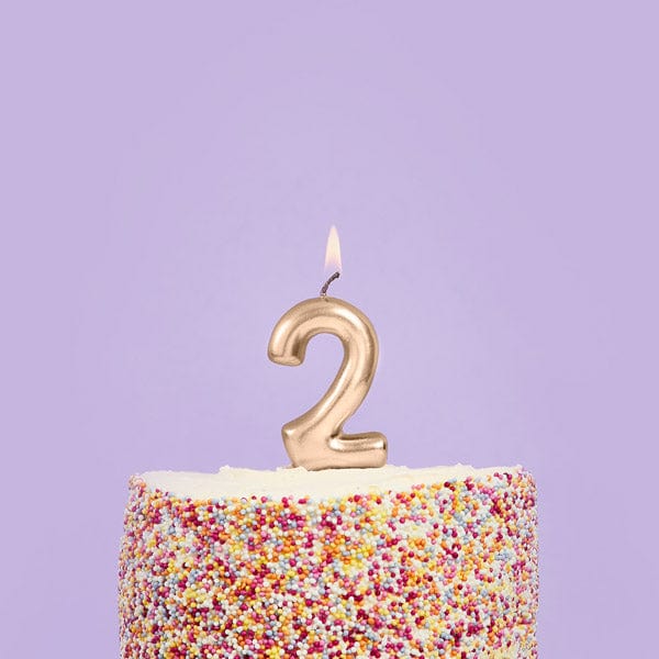 Birthday Candles Gold Number 2 Candle