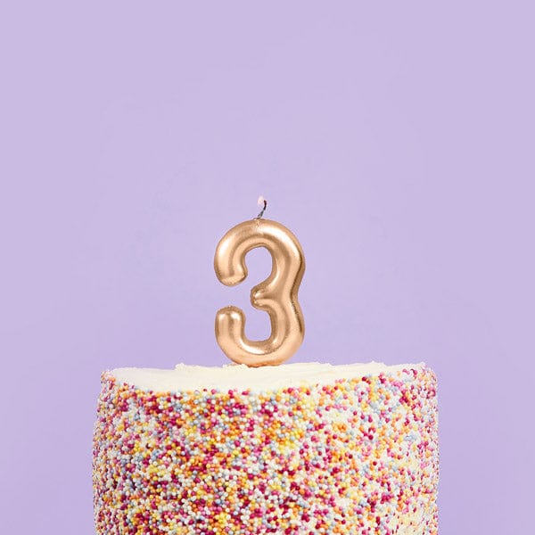 Birthday Candles Gold Number 3 Candle