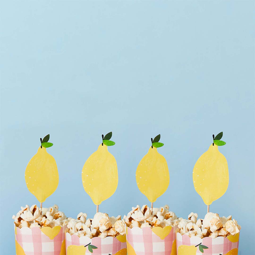 Hootyballoo - Lemon Shaped Food Picks x 12 Cake Topper Lemon Shaped Food Picks x 12