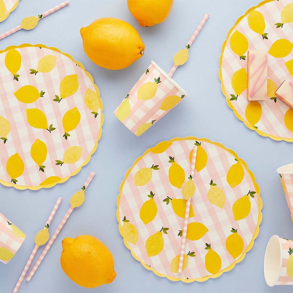 Lemons and Pink Gingham Party Supplies