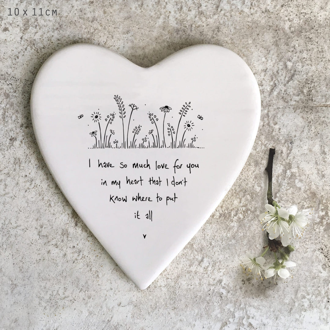 East of India Porcelain Heart Coaster - So Much Love For You