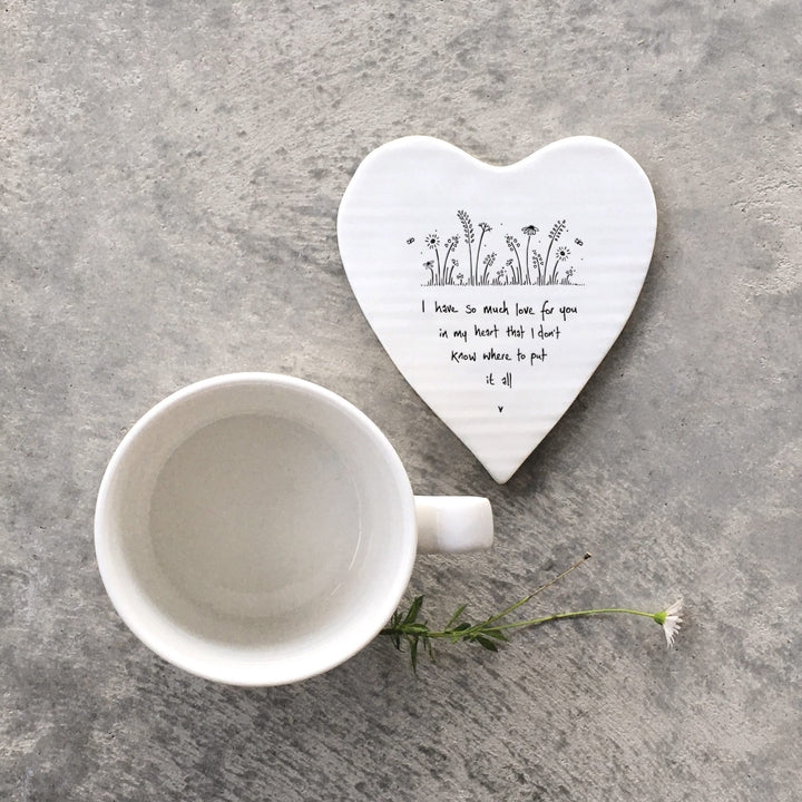 East of India Porcelain Heart Coaster - So Much Love For You