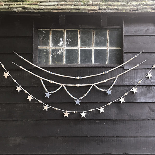 East of India Wooden Bead Swag Garland - Natural &amp; Grey