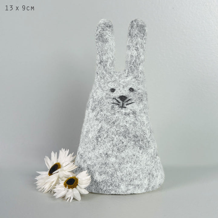 East of India Felt Rabbit Egg Cosy - Light Grey