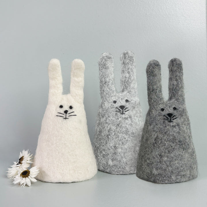 East of India Felt Rabbit Egg Cosy - Light Grey