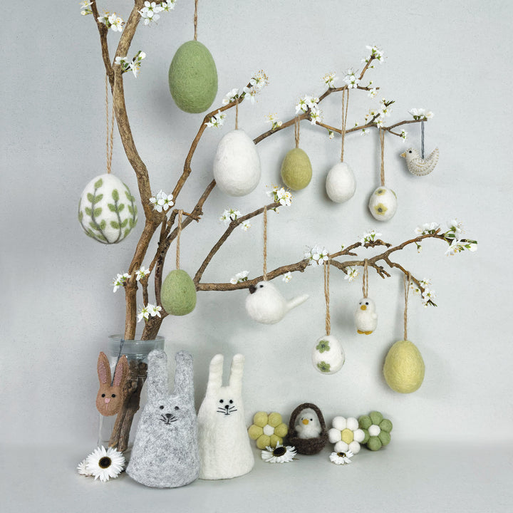 East of India Felt Rabbit Egg Cosy - Light Grey