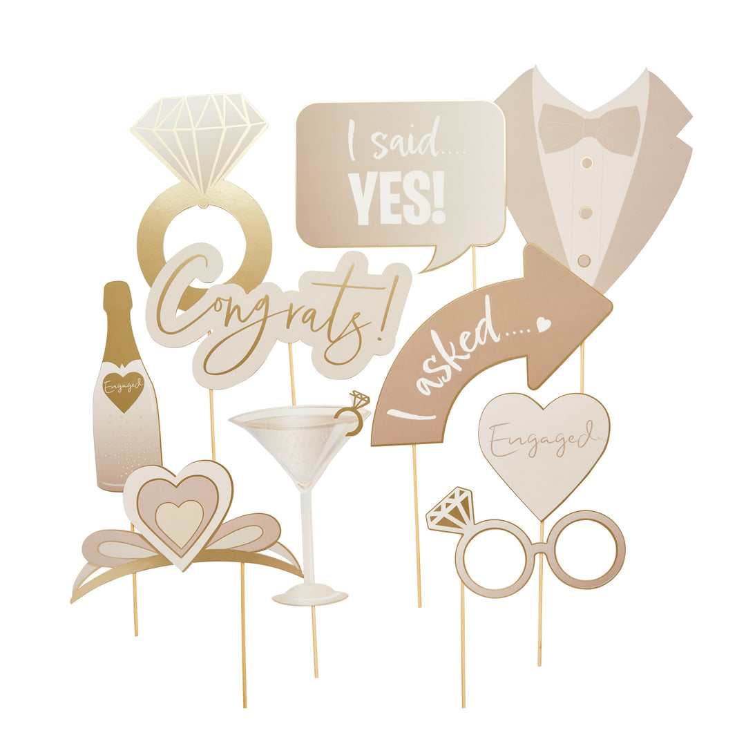 10 Piece Engagement Photobooth Props | Engagement Party Supplies UK Party Accessories 10 Piece Engagement Photobooth Props