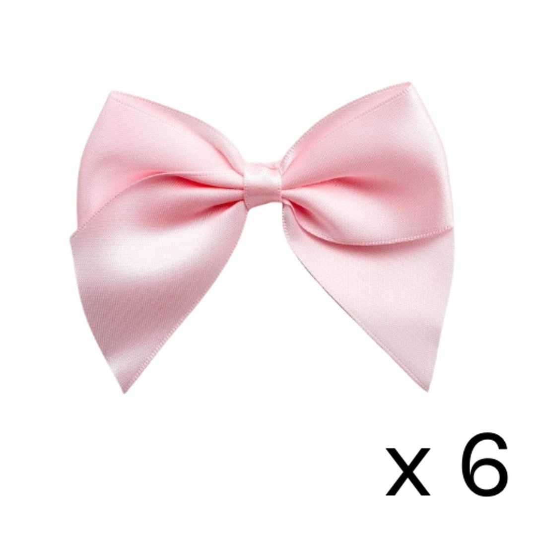 10cm Pale Pink Satin Self Adhesive Ribbon Bows x 6 bow 10cm Pale Pink Satin Self Adhesive Ribbon Bows x 6
