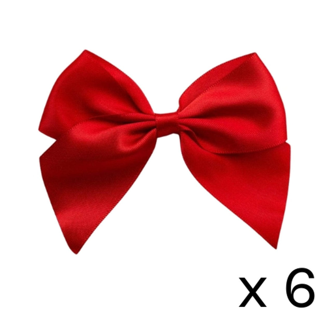 10cm Red Satin Self Adhesive Ribbon Bows x 6 bow 10cm Red Satin Self Adhesive Ribbon Bows x 6