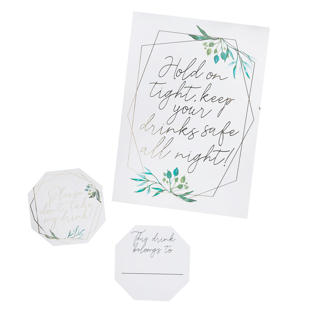 11 Piece Glass Markers &amp; Sign | Wedding Party Supplies UK Party Decorations 11 Piece Glass Markers &amp; Sign