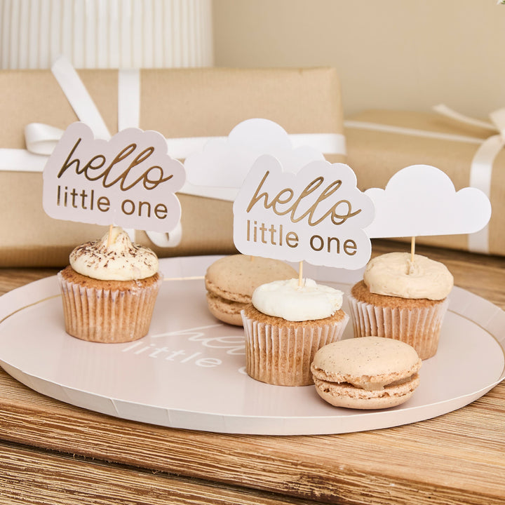 12 Pack Cloud &amp; Hello Little One Food Picks | Baby Shower Supplies UK Tableware Cloud &amp; Hello Little One Food Picks x 12