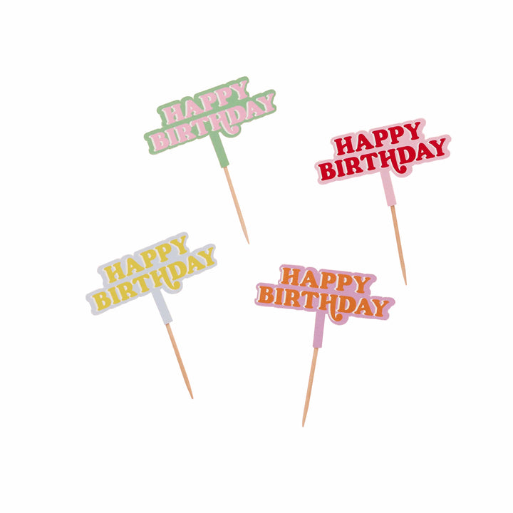 12 Pack Happy Birthday Food Picks | Birthday Party Supplies UK Party Tableware 12 Pack Happy Birthday Food Picks
