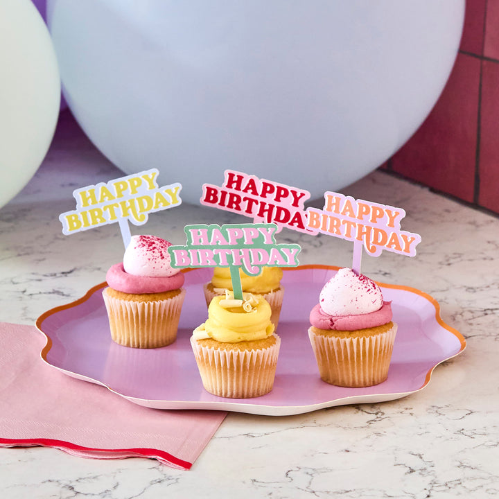 12 Pack Happy Birthday Food Picks | Birthday Party Supplies UK Party Tableware Happy Birthday Food Picks x 12