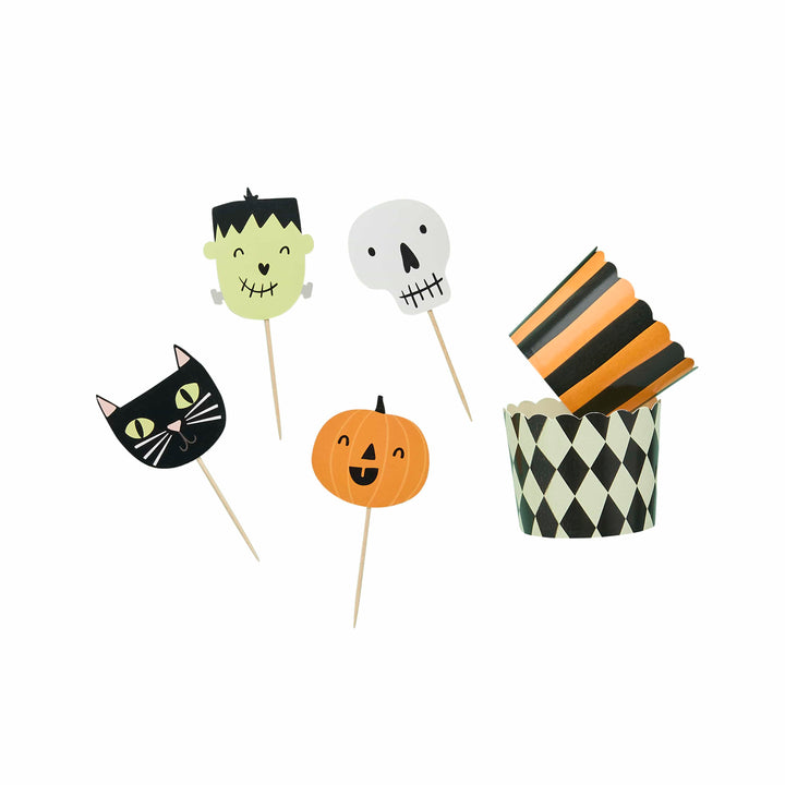 12 Pack Spooky Friends Food Cups &amp; Picks Set | Halloween Party Supplies UK Party Tableware 12 Pack Spooky Friends Food Cups &amp; Picks Set